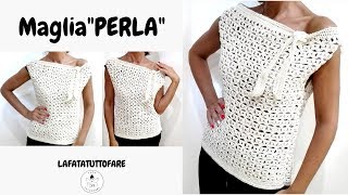 TUTORIAL Maglia quotPerlaquot maglia in cotonelafatatuttofare [upl. by Barth]