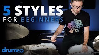 5 Styles Any Beginner Drummer Can Play Lesson [upl. by Ardnoel]