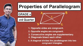 PROPERTIES OF PARALLELOGRAM  Grade 9 3rd Quarter Week 1 MathTeacherGon [upl. by Acus]