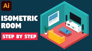 Isometric room  Illustrator CC tutorial STEP BY STEP [upl. by Brannon]