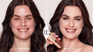 How To Cover Up Acne Using Airbrush Flawless Foundation  Charlotte Tilbury [upl. by Albur]