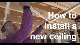 How to install a ceiling in a basement or garage with Armstrong QuickHang Ceiling [upl. by Raynard261]