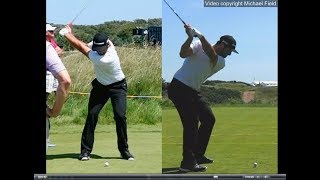 Jon Rahm golf swing  Long Iron faceon amp downtheline July 2017 [upl. by Lrae]