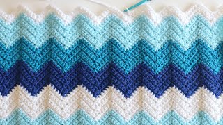 Crochet Chevron Blanket [upl. by Ayetal]