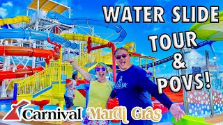 Carnival Mardi Gras WaterWorks Tour POVs amp Restrictions  Onboard Waterpark amp Splash Pad Info [upl. by Hills193]