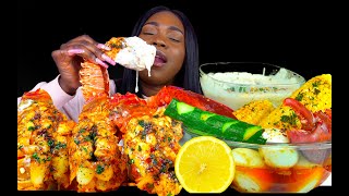 SEAFOOD BOIL MUKBANG LOBSTER TAIL MUKBANG SEAFOOD ALFREDO  CHEESE SAUCE MUKBANG [upl. by Bixler]