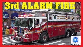 Manhattan 3rd ALARM  Major FDNY response  Lots of lights amp siren action [upl. by Merry]