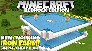 Minecraft Bedrock Upgradable IRON FARM SimpleWorking 440 IronHour 121 Update Tutorial [upl. by Adrianna]