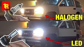 LED vs HALOGEN HEADLIGHTS Before and After [upl. by Notlih307]