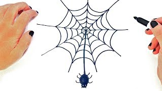 How to draw a Spider Web Step by Step  Easy drawings [upl. by Wadleigh]