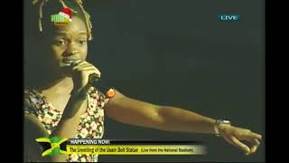 Koffee sings quotLegendquot to Usain Bolt [upl. by Eillat590]