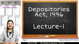 CS Executive  Depositories Act  Lecture 1 [upl. by Popele952]