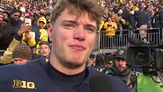 JJ McCarthy postgame onfield interview after Michigans third straight win over Ohio State [upl. by Nicolella408]