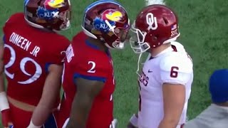 Baker Mayfield Vs Kansas No Handshake Cheap Shot Crotch Grab Cursing And More [upl. by Melena]