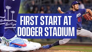 Trevor Bauers First Start at Dodger Stadium [upl. by Ymas]