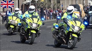 NEW Metropolitan Police motorcycles x3 responding with siren and lights [upl. by Nnyltiak]