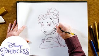 How to Draw Belle  Disney Princess [upl. by Oznarol]