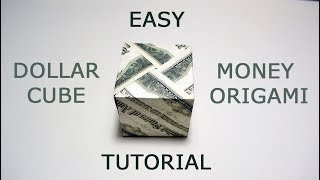 Money Modular CUBE Origami 3D Dollar Tutorial DIY Folded No glue and tape [upl. by Adrial]