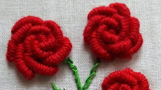 Hand Embroidery Tutorial  Bullion Knot StitchRose Flower [upl. by Irisa598]