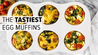 EGG MUFFINS 3 WAYS  healthy breakfast meal prep recipe [upl. by Eelnayr]