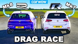 VW Golf R Mk8 v Mk75 DRAG RACE [upl. by Ruthy]