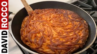 HOW TO MAKE Frittata di Pasta or Pizza Pasta  David Roccos Recipes [upl. by Reginauld516]