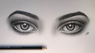 Tutorial Como desenhar Olhos Iguais  How to draw both realistic eyes [upl. by Sevik51]