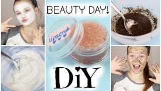 DIY BEAUTY DAY  Lipscrub Facepeeling amp Facemask [upl. by Ahsinad315]