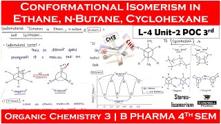 Conformational Isomerism in Ethane nButane and Cyclohexane  Geometrical Isomerism  L4 U2 POC 3 [upl. by Elyn]