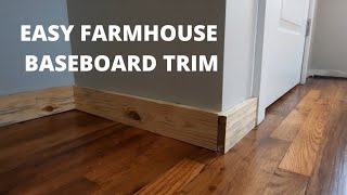 EASY FARMHOUSE BASEBOARDS  How to add farmhouse baseboard trim [upl. by Rramal]