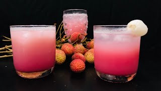 Pink lychee drink  Litchi juice recipe refreshing drink  cool summery drink [upl. by Akerue]