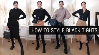 9 TIGHTS OUTFIT IDEAS How to style tights in the cold  The Allure Edition [upl. by Nnayt]