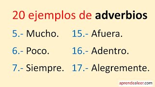 20 ejemplos de adverbios [upl. by Refenej]