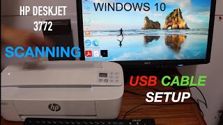 HP DeskJet 3772 Scanning Using quotUSB Data Cablequot Windows 10 PC  Laptop amp Review [upl. by Bokaj]