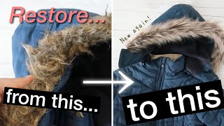 Replace Damaged Faux Fur Trim on Winter Jacket  Thrifted Item Upgrade  Sewing Tutorial [upl. by Gosnell83]