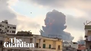 Beirut explosion footage shows massive blast shaking Lebanons capital [upl. by Corotto246]