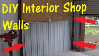 DIY Corrugated Metal And Plywood Interior Walls for Metal Building  Workshop [upl. by Arev285]