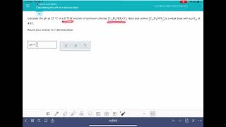 ALEKS Calculating the pH of a salt solution [upl. by Nylteak]