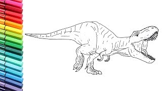 How to Draw Dinosaur TRex From Jurassic World  Dinosaurs Color Pages for Children [upl. by Nerahs]