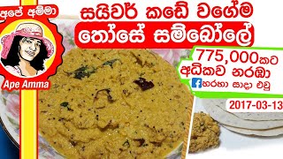 ✔ තෝසේ සම්බෝලේ  Coconut chutneyThose Sambol by Ape Amma [upl. by Nna]