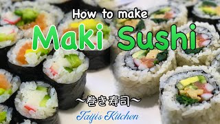 How to make MAKI SUSHI 🍣 Rolled Sushi 〜巻き寿司〜 easy Japanese home cooking recipe [upl. by Espy]