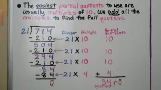 5th Grade Math 24 Partial Quotients to Divide by 2digit Divisors [upl. by Trefor]