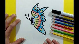 Como dibujar una mariposa paso a paso 17  How to draw a butterfly 17 [upl. by Donalt394]