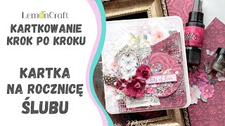 Rubinowe gody  kartka krok po kroku  video tutorial [upl. by Beaulieu365]