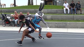 Bugs Bunny 1v1 Basketball at Venice Beach Space Jam IRL [upl. by Aynotan]