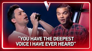 This guys INSANE DEEP voice SHOCKS The Voice coaches  Journey 120 [upl. by Annelak356]