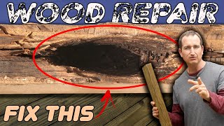 How to Repair a Hole From Wood Rot Fixing a Damaged 2X Framing Board [upl. by Meehsar220]