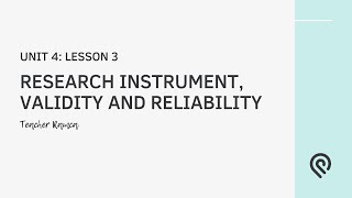 MODULE 4 Lesson 3  Research Instrument Validity and Reliability [upl. by Ycam]