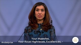 Nadia Murad Nobel Peace Prize lecture 2018 English subtitles [upl. by Newsom]