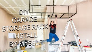 OVERHEAD STORAGE RACK DIY  FLEXIMOUNT RACK INSTALL AND REVIEW [upl. by Patty]